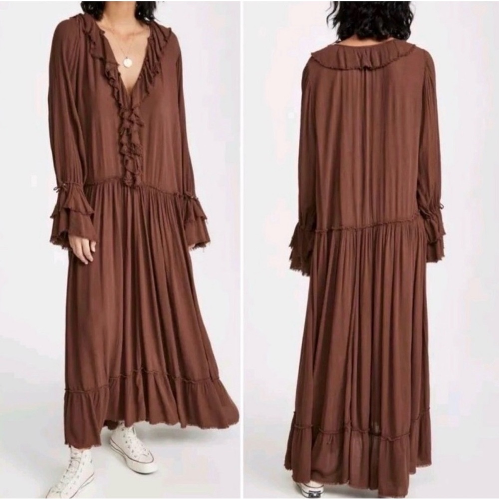 Free People Sweet Darlin Ruffled Boho Maxi Dress